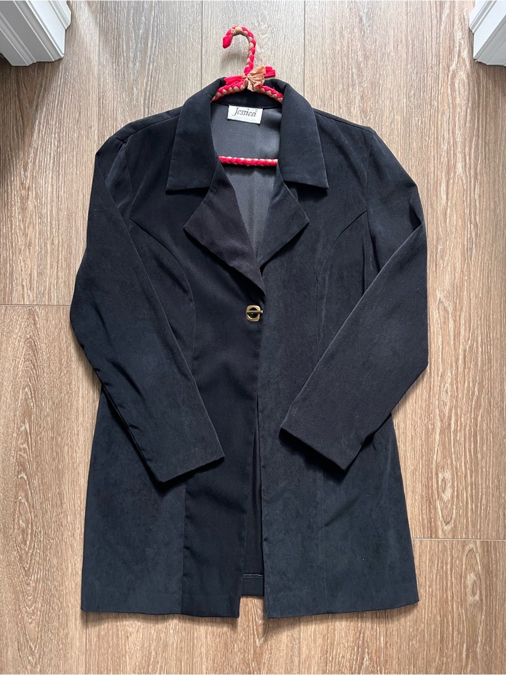 Vintage 90s Jessica - Black Single-Button Blazer Coat